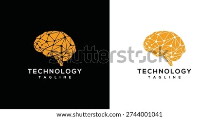 Orange Geometric Brain Logo - Technology AI Innovation.