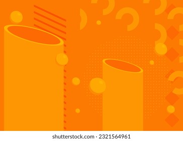Orange geometric bright simple minimal background template. Random busy Geometrical cover design. Vintage retro graphic shapes poster, banner.