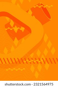 Orange geometric bright simple minimal background template. Random busy Geometrical cover design. Vintage retro graphic shapes poster, banner.