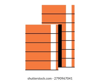 Orange geometric building blocks vector illustration. Urban planning, real estate, architectural design, construction, city growth, modern housing. Abstract skyscraper structures and towers