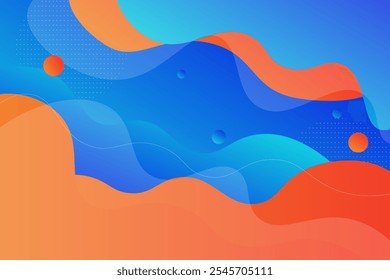 Orange geometric business banner design. Creative banner design with wave shape and line as template. Simple design on blue horizontal banner. Eps10