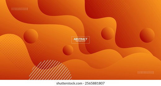 Orange geometric business banner design. Creative banner design with wave shape and circle pattern as template. Simple design on horizontal background. Vector Eps10