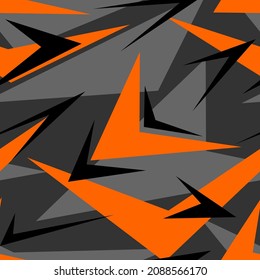 orange Geometric camouflage seamless pattern with mesh elements. Abstract modern camouflage texture background. Template for printing sports vinyl wrap. Vector illustration	