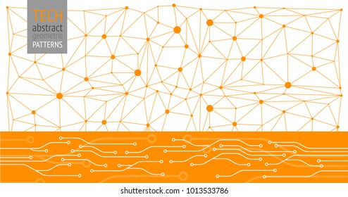 Orange geometric, computer and polygon style linear vector background