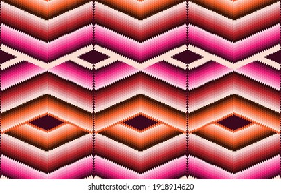 Orange geometric gradient triangle embroidery fabric EP.4.Used to decorate carpets, textiles, clothing, bags, advertisements, signs, book covers, etc.