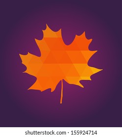 Orange geometric maple leaf. Vector illustration.