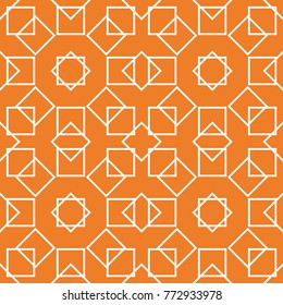 Orange geometric ornament. Seamless pattern for web, textile and wallpapers