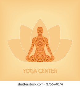 Orange Geometric Polygon Low poly Vector illustration of Yoga po