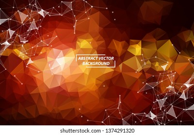 Orange Geometric Polygonal background molecule and communication. Connected lines with dots. Minimalism background. Concept of the science, chemistry, biology, medicine, technology.