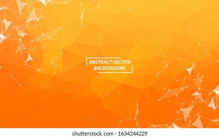 Orange Geometric Polygonal background molecule and communication. Connected lines with dots. Minimalism background. Concept of the science, chemistry, biology, medicine, technology.
