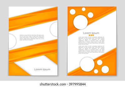 Orange geometric vector brochure with gradient line for template design, art, list, page.