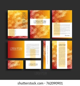orange geometric vector template set