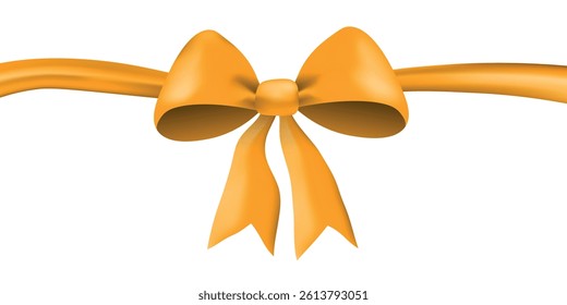Orange gift bow, flat ribbons isolated on white background. Ribbon banner vector illustration. Holiday lace.