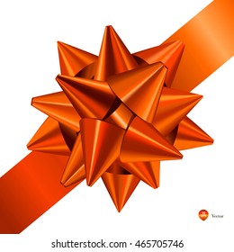 Orange gift bows with ribbons. Detailed and realistic Vector illustration.