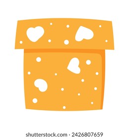 Orange gift box with hearts. Vector illustration