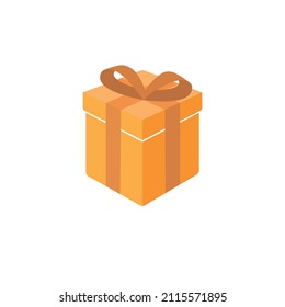 Orange gift box icon isolated vector illustration on white background.