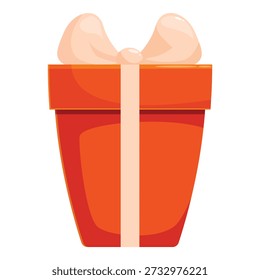 Orange gift box with a light pink ribbon bow, perfect for celebrating birthdays, holidays, or any special occasion