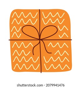 orangefarbene Geschenkbox auf Weiß