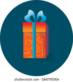 Orange Gift box, present with blue ribbon