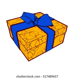 orange gift box present with bows and ribbons. EPS10 Vector illustration.