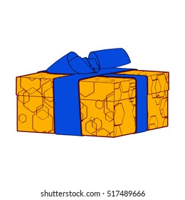 orange gift box present with bows and ribbons. EPS10 Vector illustration.