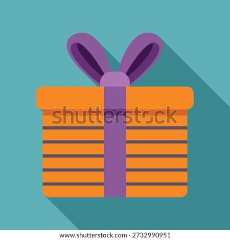 Orange gift box with purple ribbon celebrating special occasion