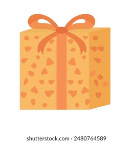 Orange gift box, gift box vector, birthday gift clip art 