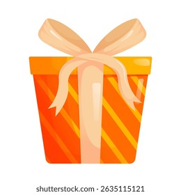 Orange Gift Boxes with Ribbons. Flat Vector Design, perfect for use in birthday, holiday, celebration, party, or festive-themed designs.