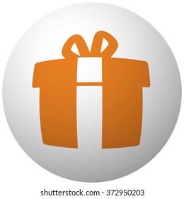 Orange Gift  icon on sphere isolated on white background
