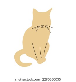 Orange ginger cat silhouette vector flat design.  