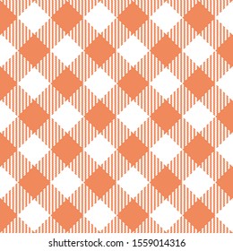 Orange Gingham pattern. Texture from squares for - plaid, tablecloths, clothes, shirts, dresses, paper, bedding, blankets, quilts and other textile products. Vector illustration EPS 10.