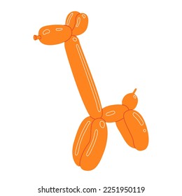 Orange giraffe balloon animal. Vector Illustration flat isolated  