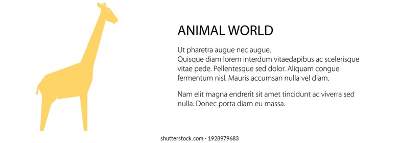 Orange giraffe banner, animal world concept, vector illustration
