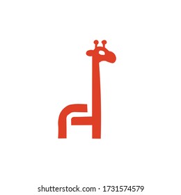 orange giraffe logo icon vector
