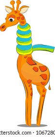 
orange giraffe with scarf