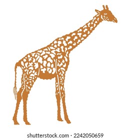 orange giraffe silhouette with white cutout details