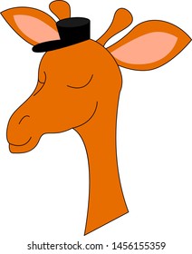 Orange giraffe sleeping, illustration, vector on white background.