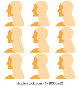 Orangefarbenes Mädchenmuster. Vektorgrafik einer Frau Silhouette.