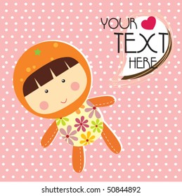 Orange girl with polka dots background 2