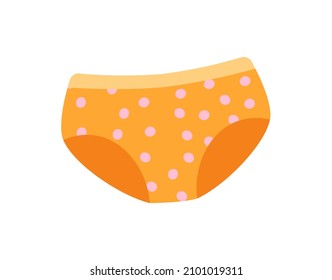 Orange girl sleeps. Underwear with polka dots. Beauty and hygiene. Textiles and natural materials. Icons for online kids clothing store. Cartoon flat vector illustration isolated on white background