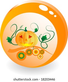 Orange glass ball with pumpkin