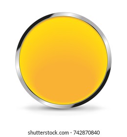 Orange glass button isolated on a white background