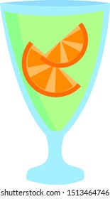 Orange in glass, illustration, vector on white background.