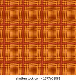 Orange glen check pattern. Stylish hounds tooth checkered design.