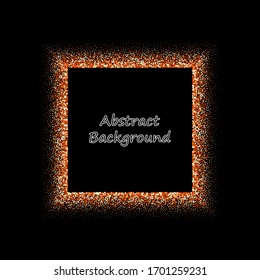 Orange glitter frame, isolated on white background. Raster version