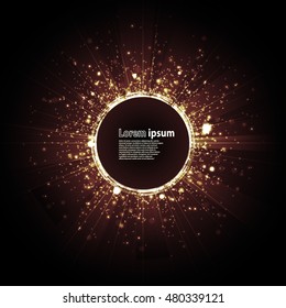 Orange glitter particles background effect Star dust sparks in explosion on black background. Vector Illustration