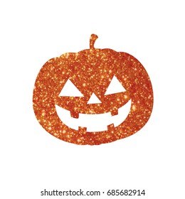 Orange glitter silhouette Halloween holiday design element pumpkin flat icon