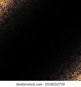 Orange  glitter texture border over black background. Abstract silver sparkles of confetti. Vector illustration.
