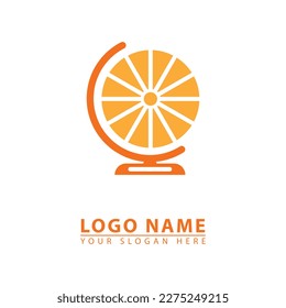 icono del logotipo de los vectores naranja y globo. Gráficos vectoriales simples estilo de ilustración plana elegante.