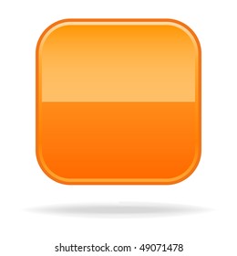 Orange glossy blank rounded squares buttons with shadow on white background